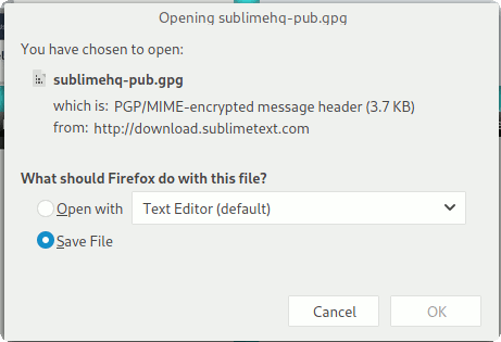 Ubuntu Save Sublimetext Gpg