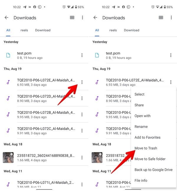Android Downloads Move To Trash Files By Google