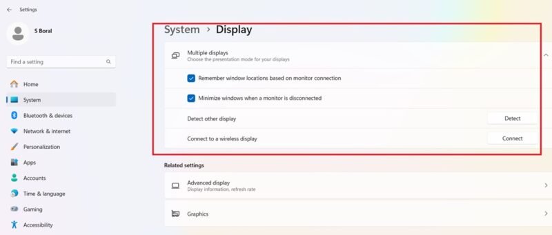 Multiple displays enabled on a Windows device.