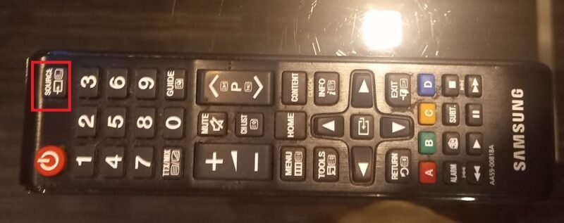 TV input "source" button on a remote.